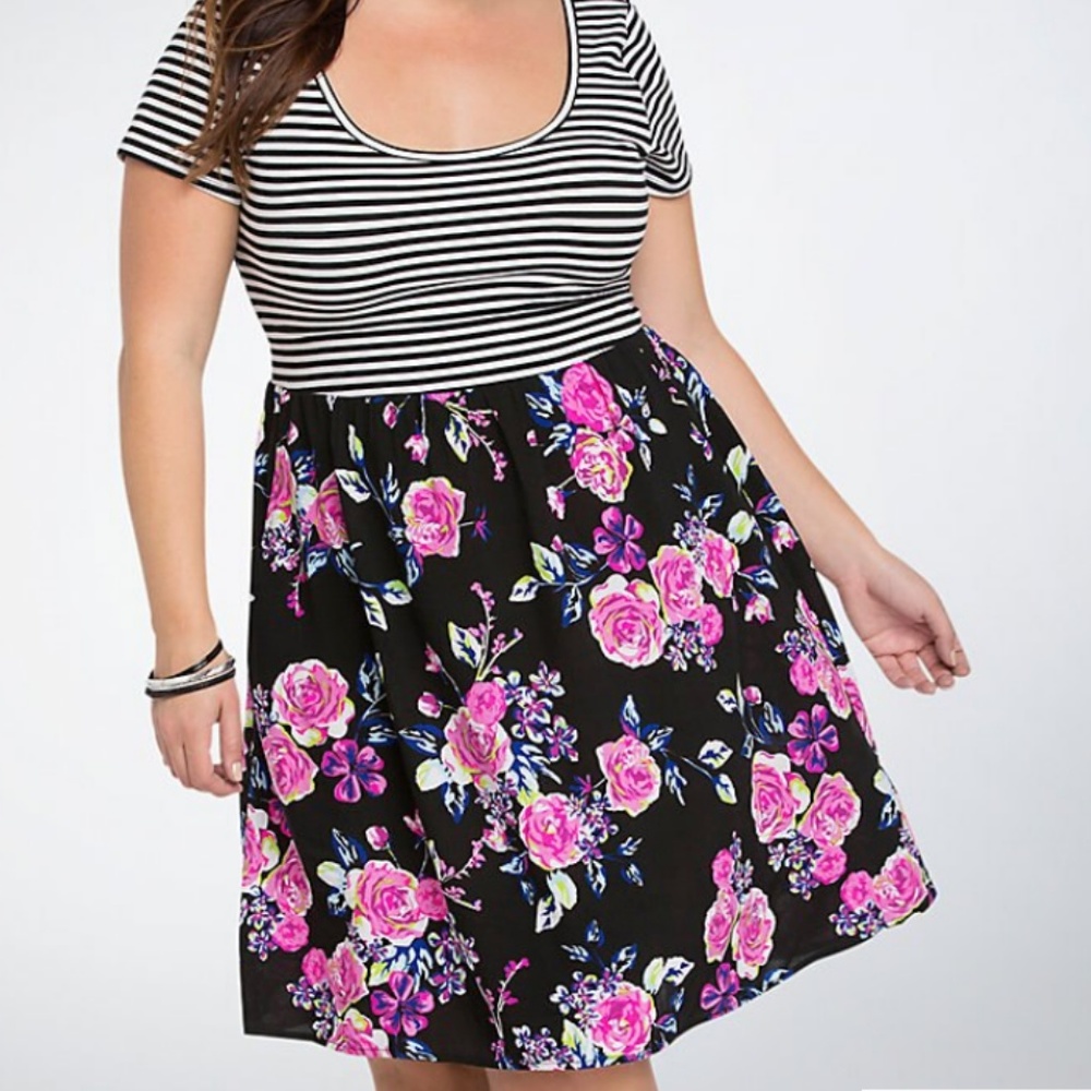Torrid Striped Floral Dress